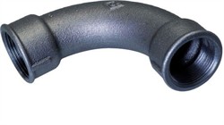 Sort Lang Bøjning. 90° 1 1/4" BSP. M/M. ( Skaffevare.)