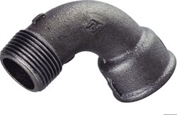 Sort Bøjning 90° 1 1/2" BSP. M/N ( Vare udgår ved lager 0 )