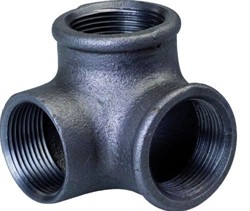 Sort Vinkel Sideudløb 1 1/4" BSP. M/M/M. ( Vare udgår ved lager 0.)