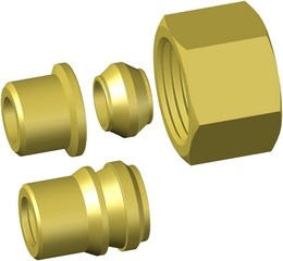 Messing Reduktionssæt til Klemringsfittings. Ø8 - Ø6 mm.