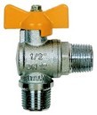Forkromet Messing. Vinkel Gas kuglehane. N/N  1/2" BSP.