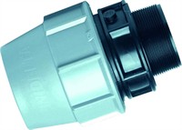 PP Overgang Lige Ø40 - 1 1/4" BSP. Nippel.