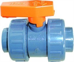 1 1/4"  PVC. Kuglehane M/M -  Grå Max 10 Bar