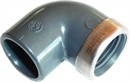 PVC Vinkel 90° - Indv. Ø20 - Indv. 1/2" BSP. Med Forst. Ring.