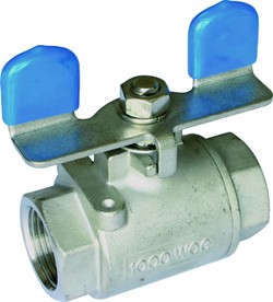 1/2" Rustfri Kuglehane 2-delt, gevindender M/M. T - Greb.