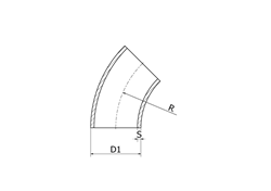 DIN Bøjning Ø18  45gr. 316L Satin