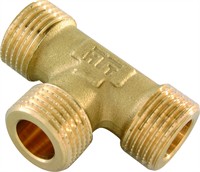 Messing. T - Stykke. 1/2" BSP. 3 x Nippel. 30_bar. 