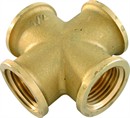 Messing. Kryds 1/2" BSP. 4 x Muffe. 30_Bar.