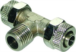 Forniklet Messing Push-on Tee 1. Nippel Udv. BSP