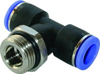 Push-in. T - Stykke med nippel samt 0-Ring. Ø4 - 1/8" BSP.