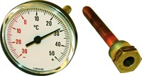 PLAST Termometer Ø63 Bagudvendt 100 mm. Dykrør -30° til +50° 