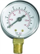 PLAST Manometer Ø63  ms. studs nedad 1/4" BSP (0 - 60 Bar)