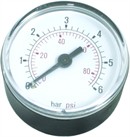 PLAST Manometer Ø63  ms. studs bagud 1/4" BSP (0 - 40 Bar)