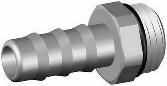 Rustfri Syrefast Slangenippel med o-ring. Ø11 mm. - 1/4" BSP.